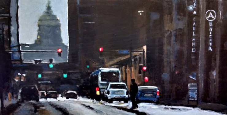 robert reeves, untitled des moines (gray), acrylic on wood panel, 48x24, 2013