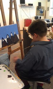 Zane Reeves-Mountain range-acrylic on canvas-in progress-2013