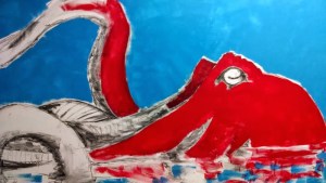 The initial application of red.