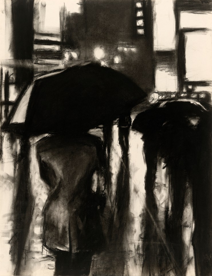 Rain Slick, charcoal on paper, 18x24, 2011
