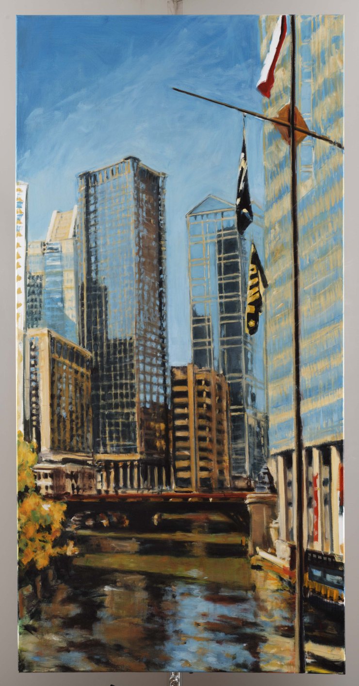 Robert Reeves, Chicago River1,36x72,oil on linen, 2011