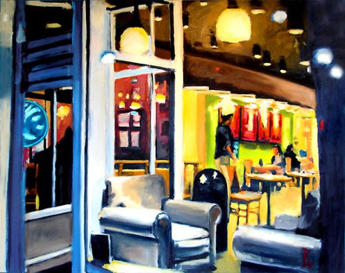 Robert Reeves, Coffee on 5th Ave, oil on canvas, 48x48, 2007