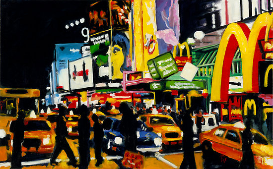 Robert Reeves - NYC Times Square II - The Temple of M, oil on canvas, 36"x48", 2007