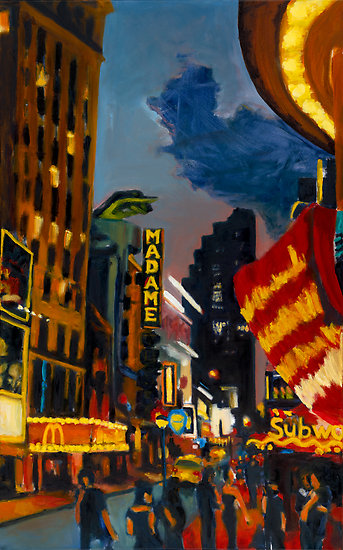 Robert Reeves - NYC Times Square (Madame McSubway), oil on canvas, 24"x36", 2008