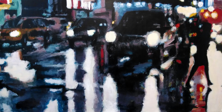 robert reeves, Untitled Crossing, acrylic on birch panel, 24x48, 2013