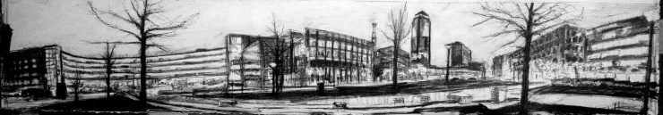 Robert Reeves, Western Gateway, graphite on paper, 50x8, 2015-1